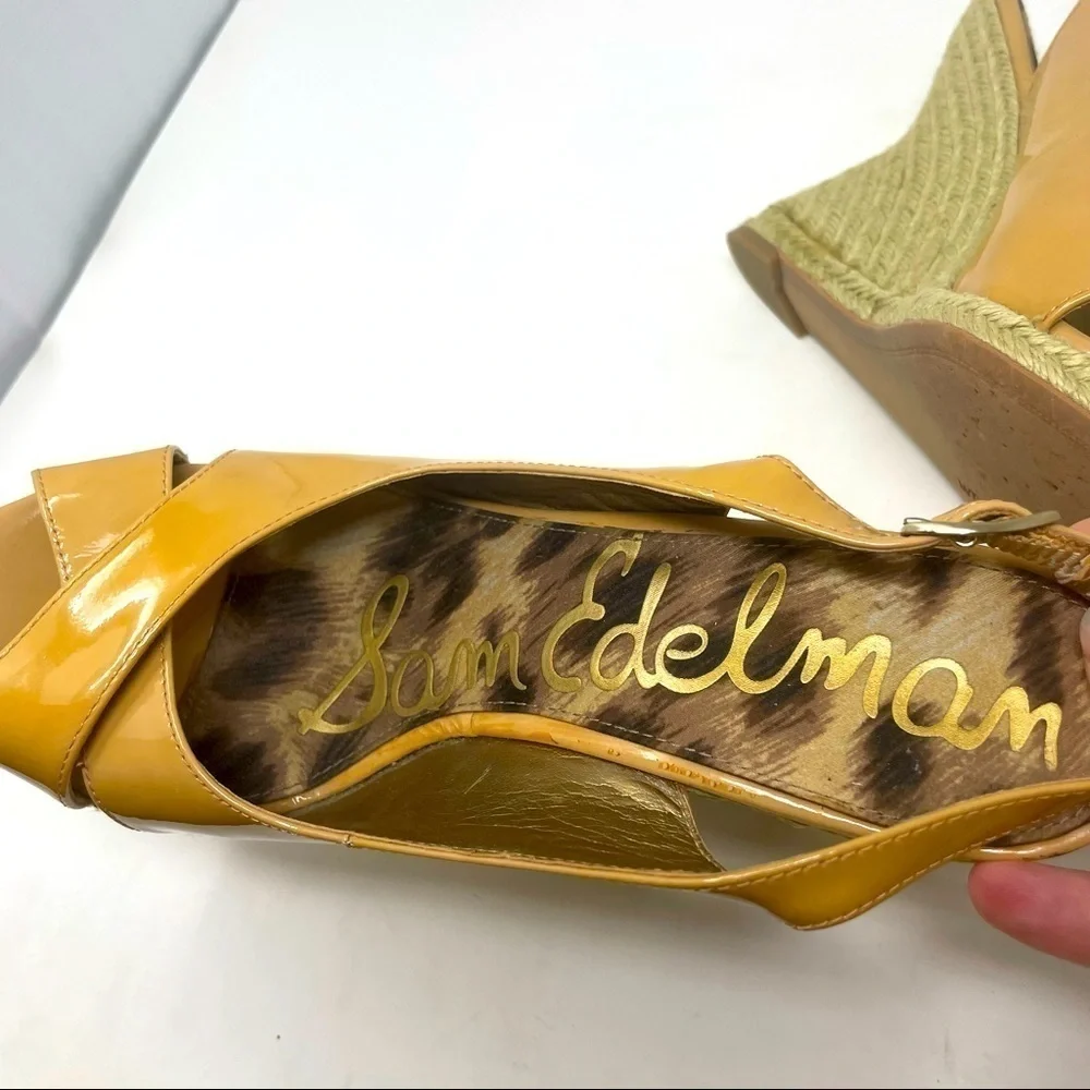 Sam Edelman Women's Leather Espadrille Sandals Sling Back | Wedge Heels